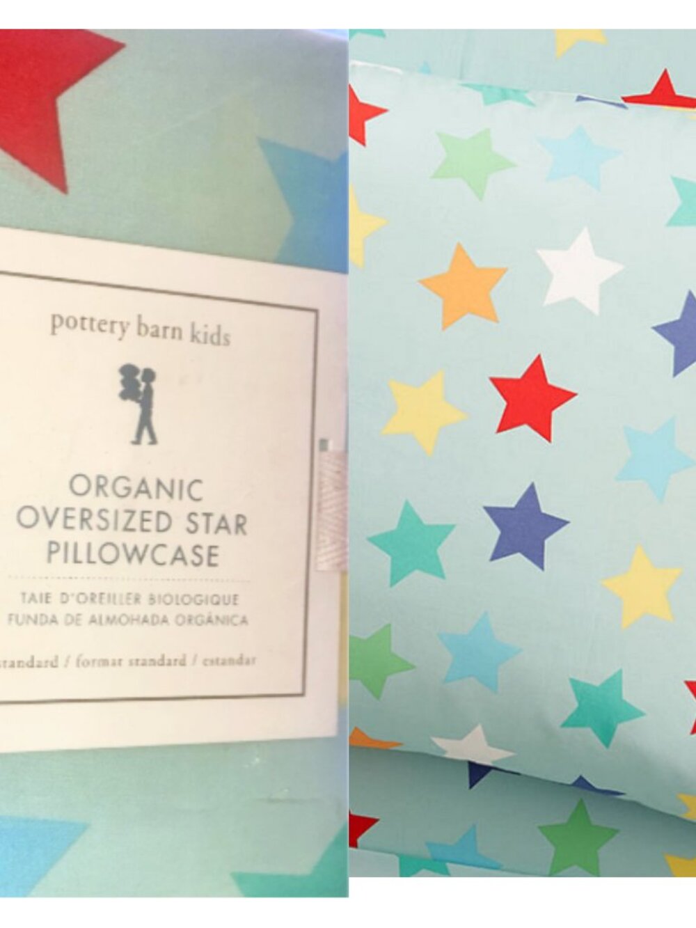 Pottery Barn Pillowcase Organic Oversized Star 20 in. x 30 in. Cotton